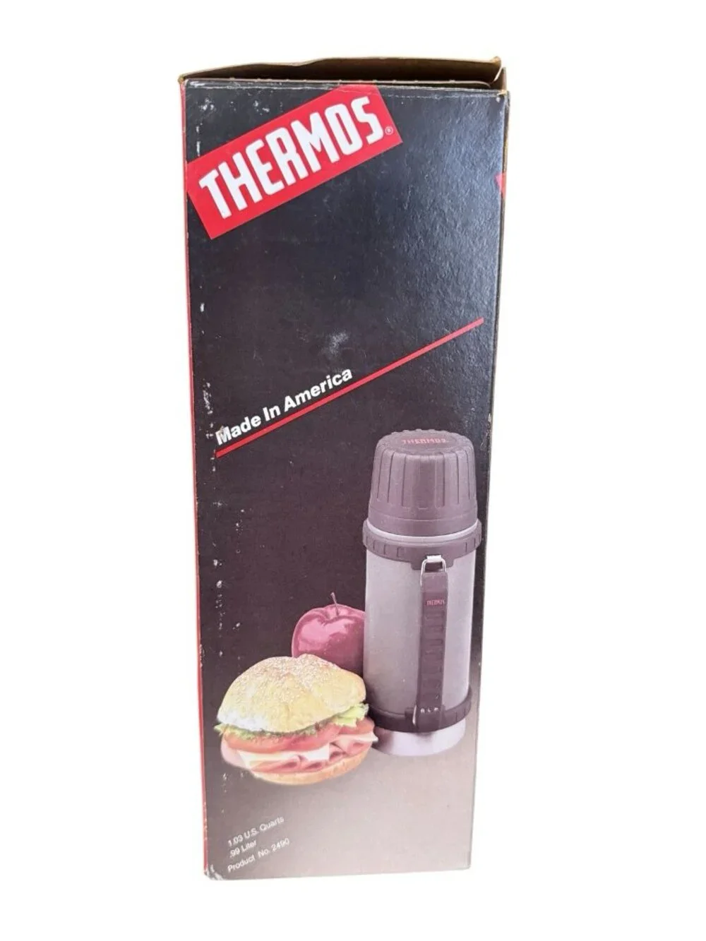 Vintage Thermos Insulated Stainless Vacuum Bottle 1.03 Quart Metal 2490 USA Box